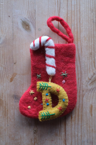 Julesokk med bokstav i ull - A-Z