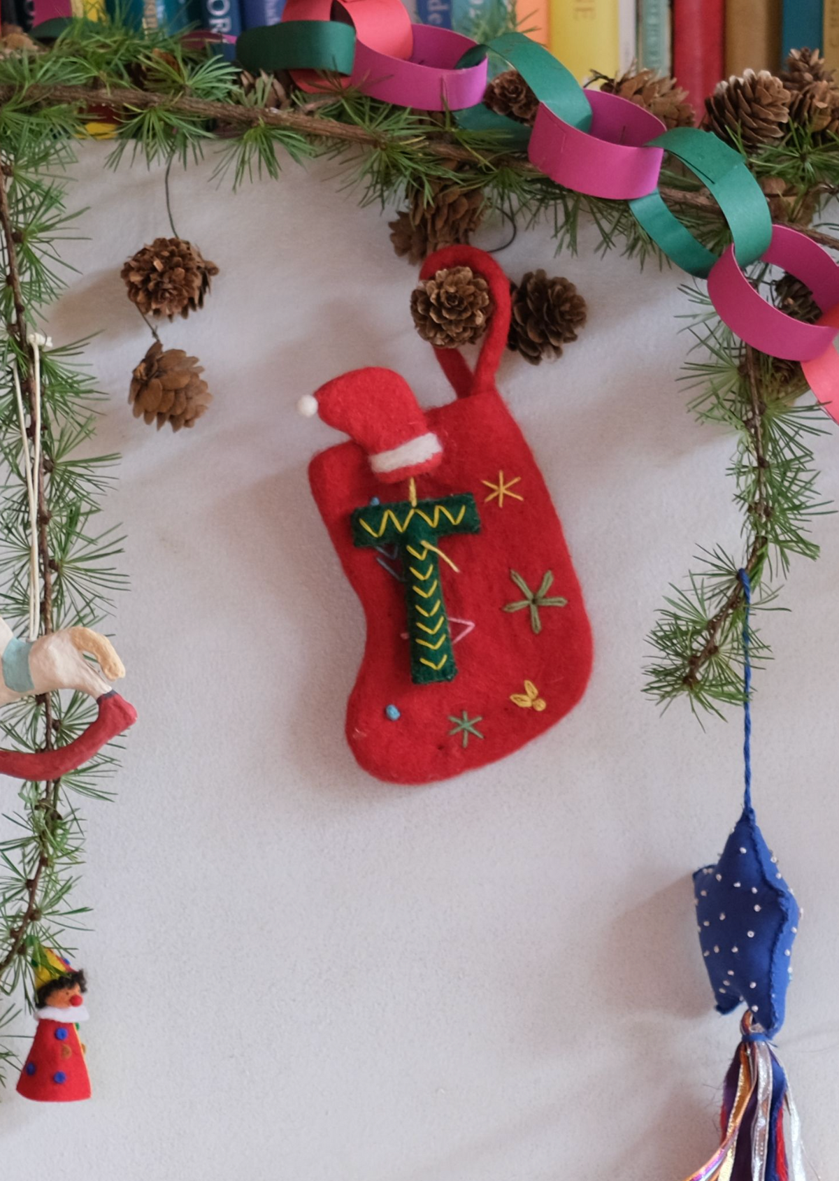 Julesokk med bokstav i ull - A-Z
