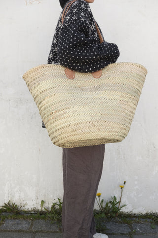 Palmebladveske - lys brun dobbelt håndtak