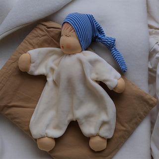 Sovedukke blå lue - 26cm