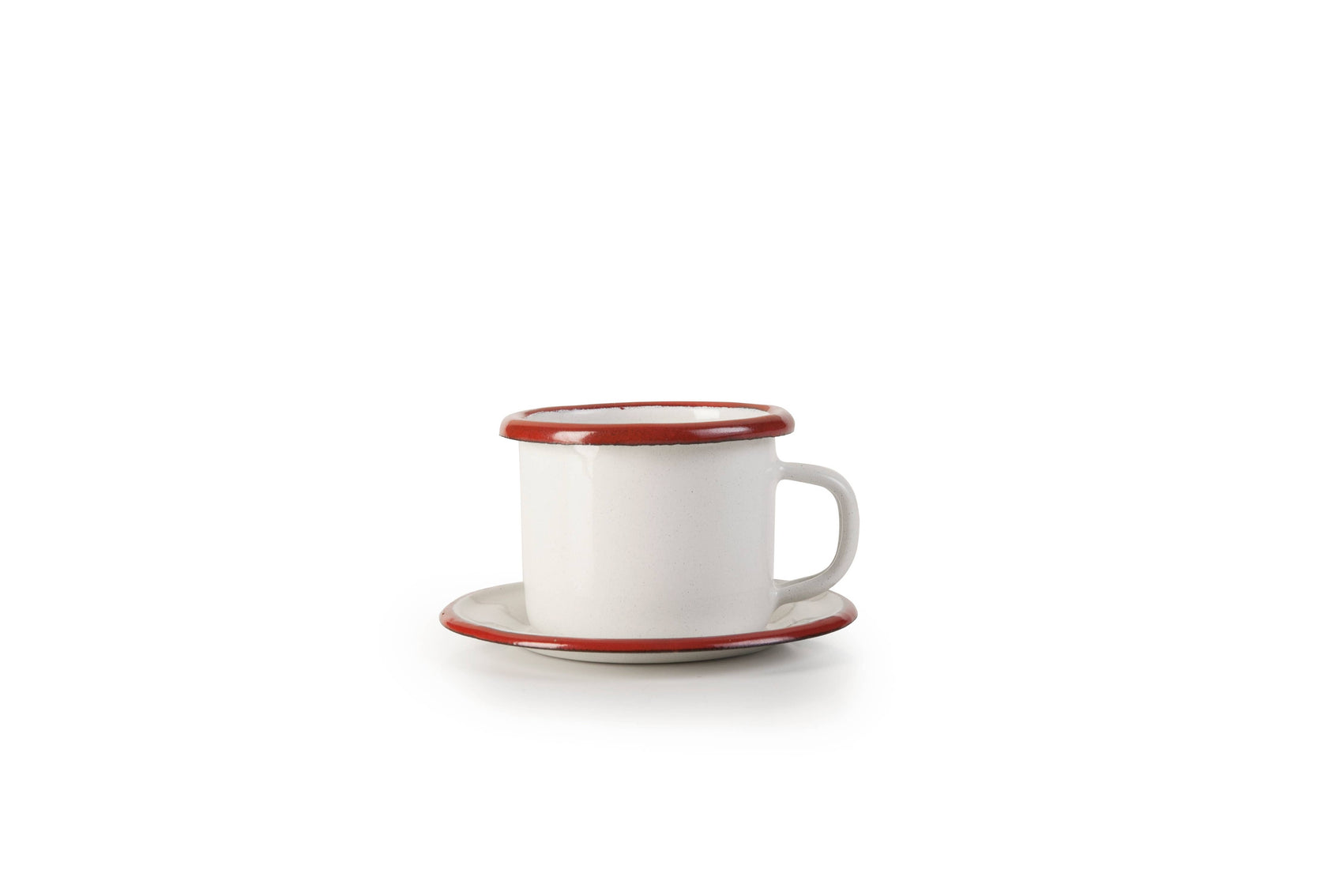 Mini kopp med underskål - rød kant - 5 cm