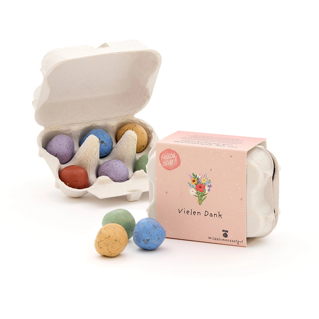 Blomsterkuler i eggkartong - 6 frøbomber