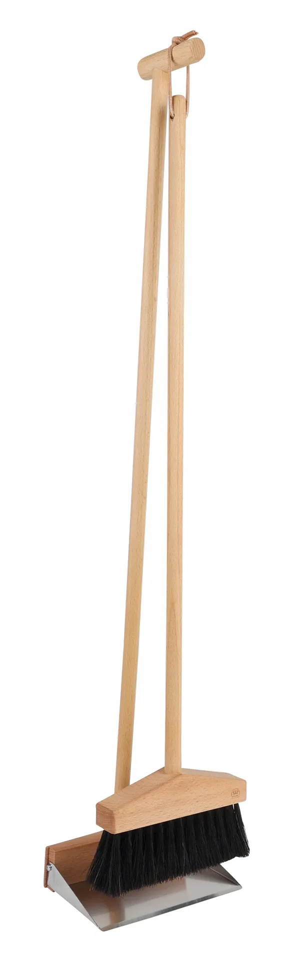 Feiesett i rustfritt stål og oljet bøk - 77.5cm