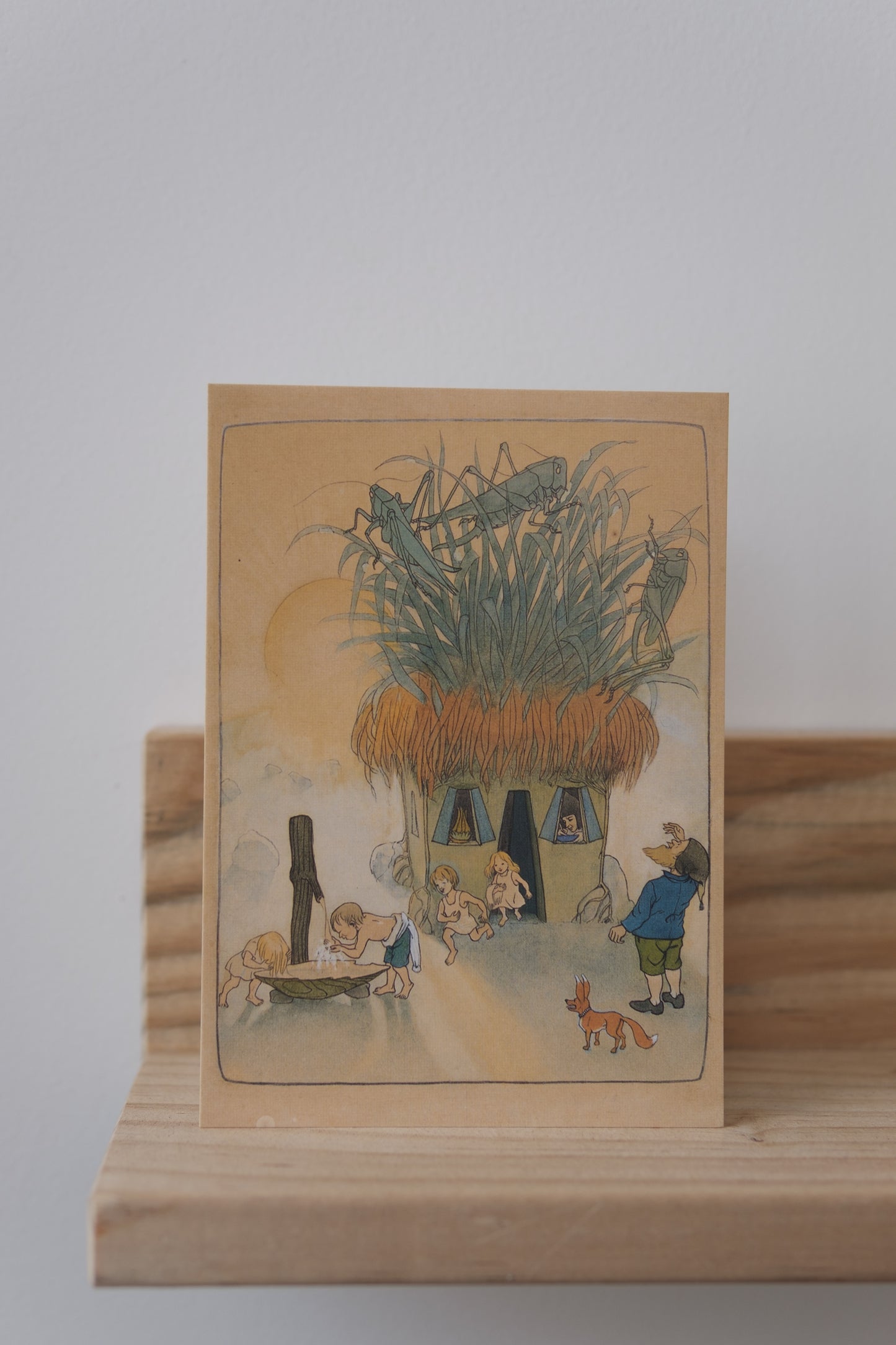 Nissehuset med tre gresshopper A6 Kort