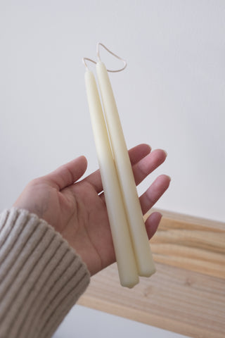 Kronelys 20cm - bleket bivoks - 2stk