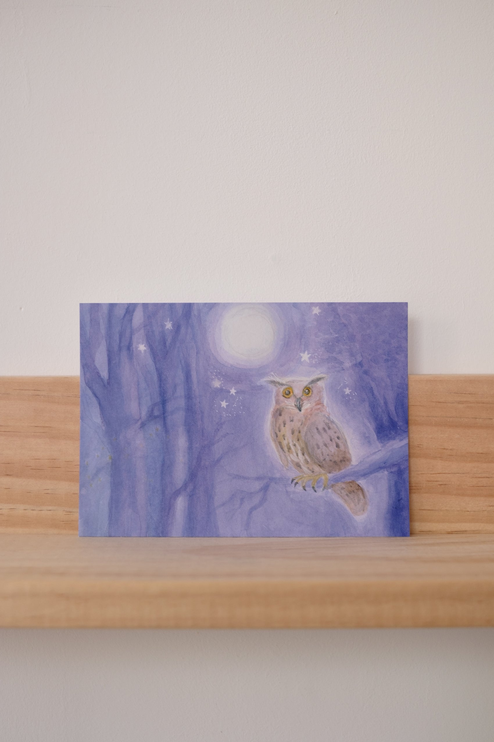 Ørnugla ved fullmåne A6 Kort