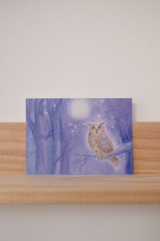 Ørnugla ved fullmåne A6 Kort