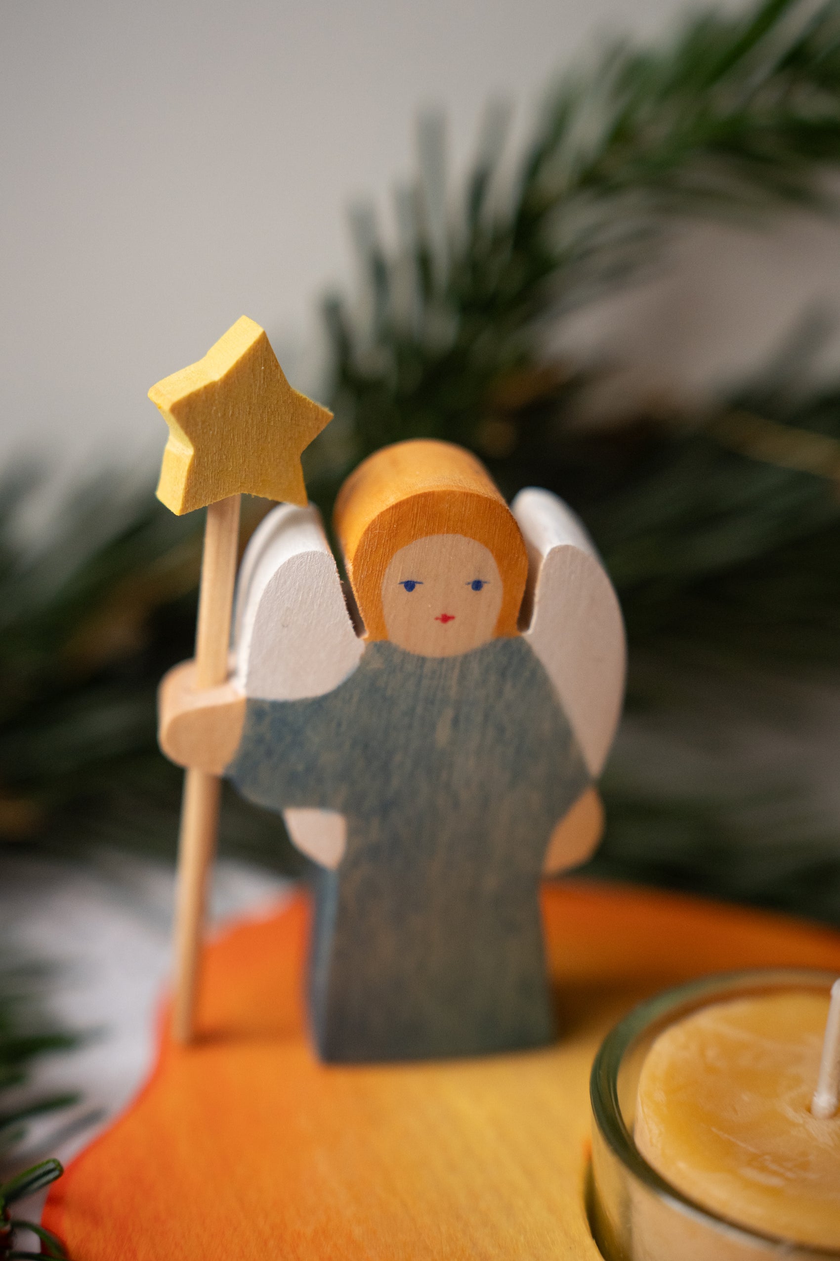 Candle holder with Angel blue