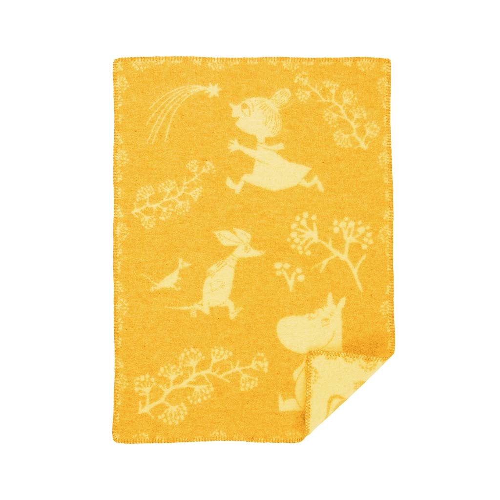 Mummidalen vinterland - ullpledd 65x90cm - gul