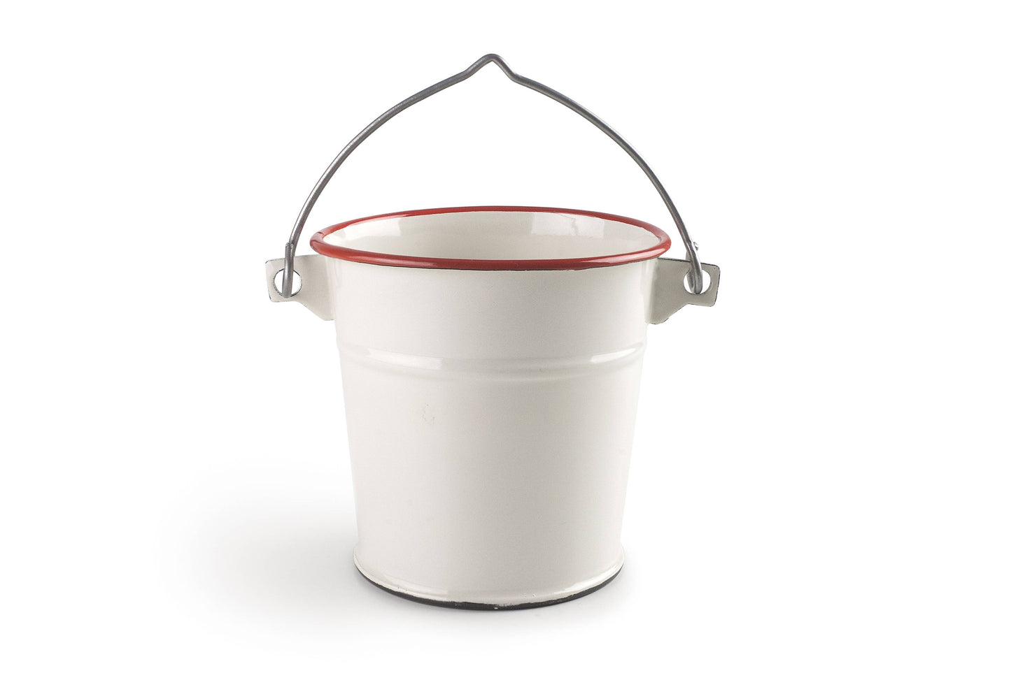 Liten bøtte - rød kant - 11 cm