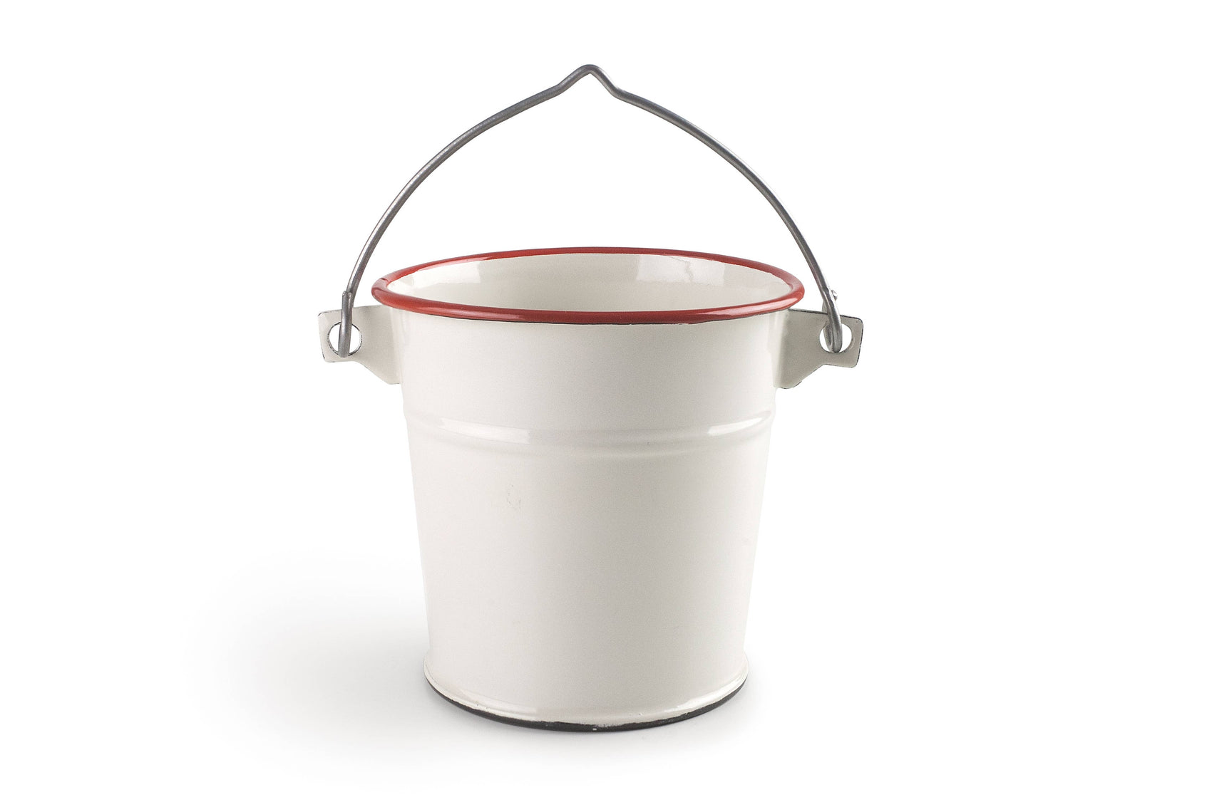 Liten bøtte - rød kant - 11 cm