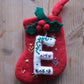 Julesokk med bokstav i ull - A-Z