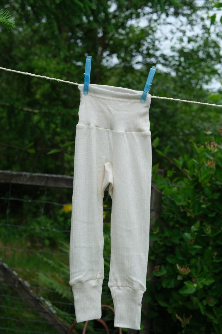 Bukse - høyt liv - ull/silke/bomull