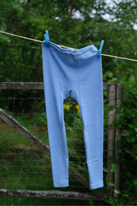 Leggings - silke/ull/bomull - blå