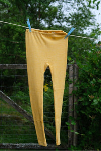 Leggings - silke/ull/bomull - gul