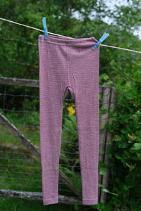 Leggings - silke/ull/bomull - burgunder