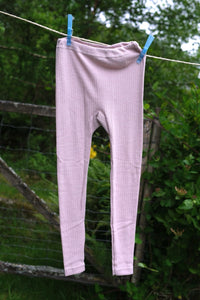 Leggings - silke/ull/bomull - rosa
