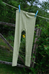 Leggings - silke/ull/bomull - grønn