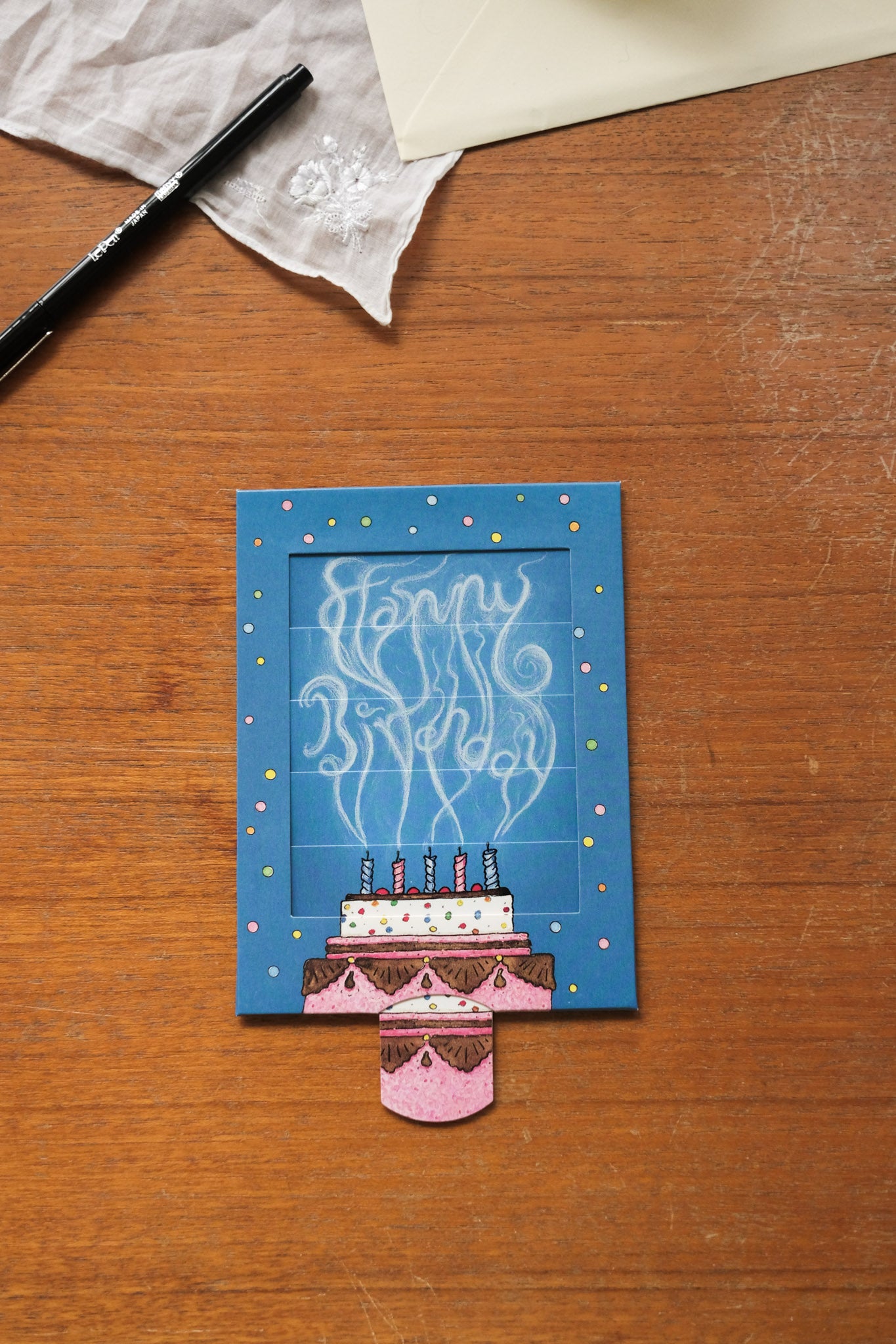 Bevegelig kort - bursdagskake