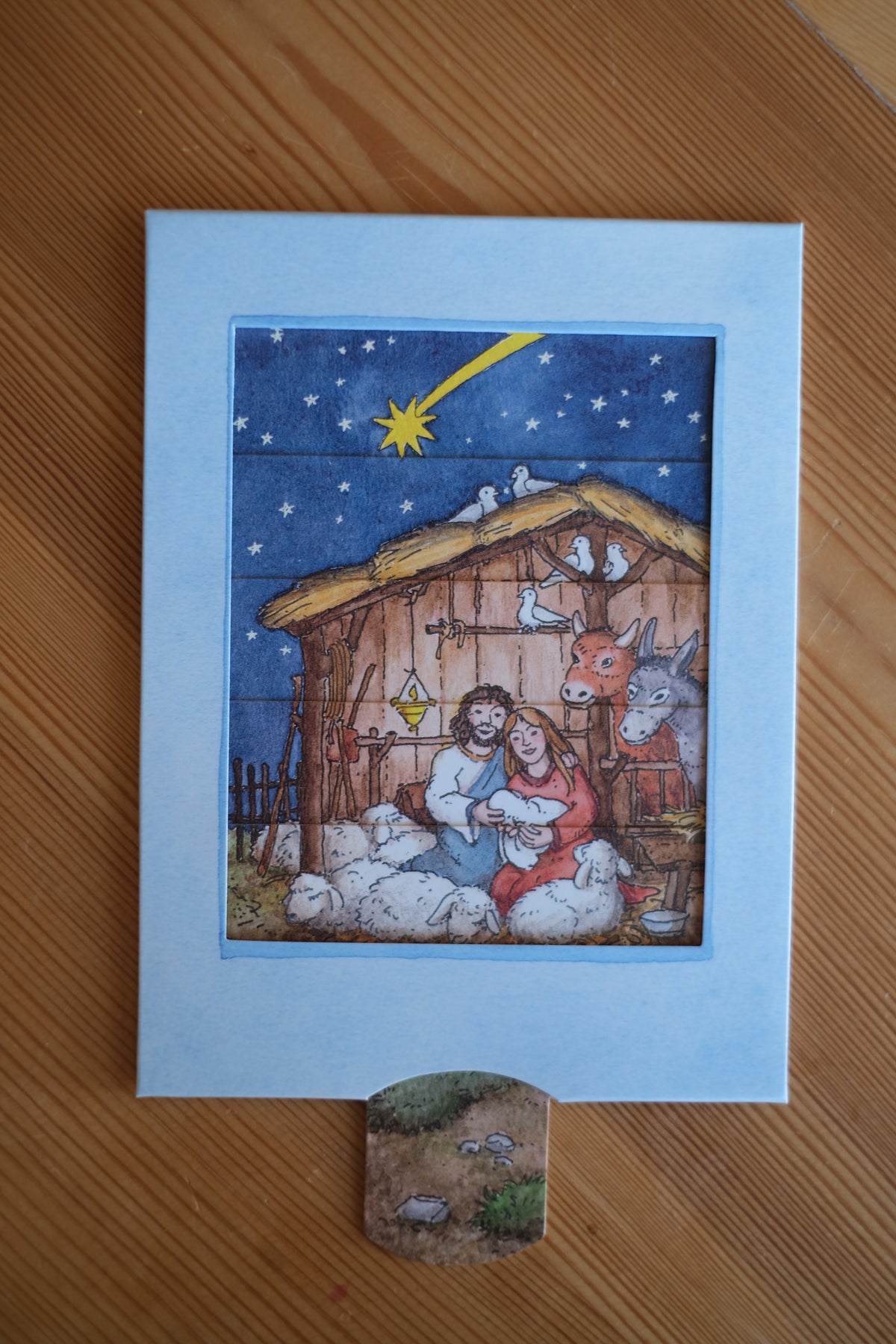 Bevegelig kort - julekrybbe