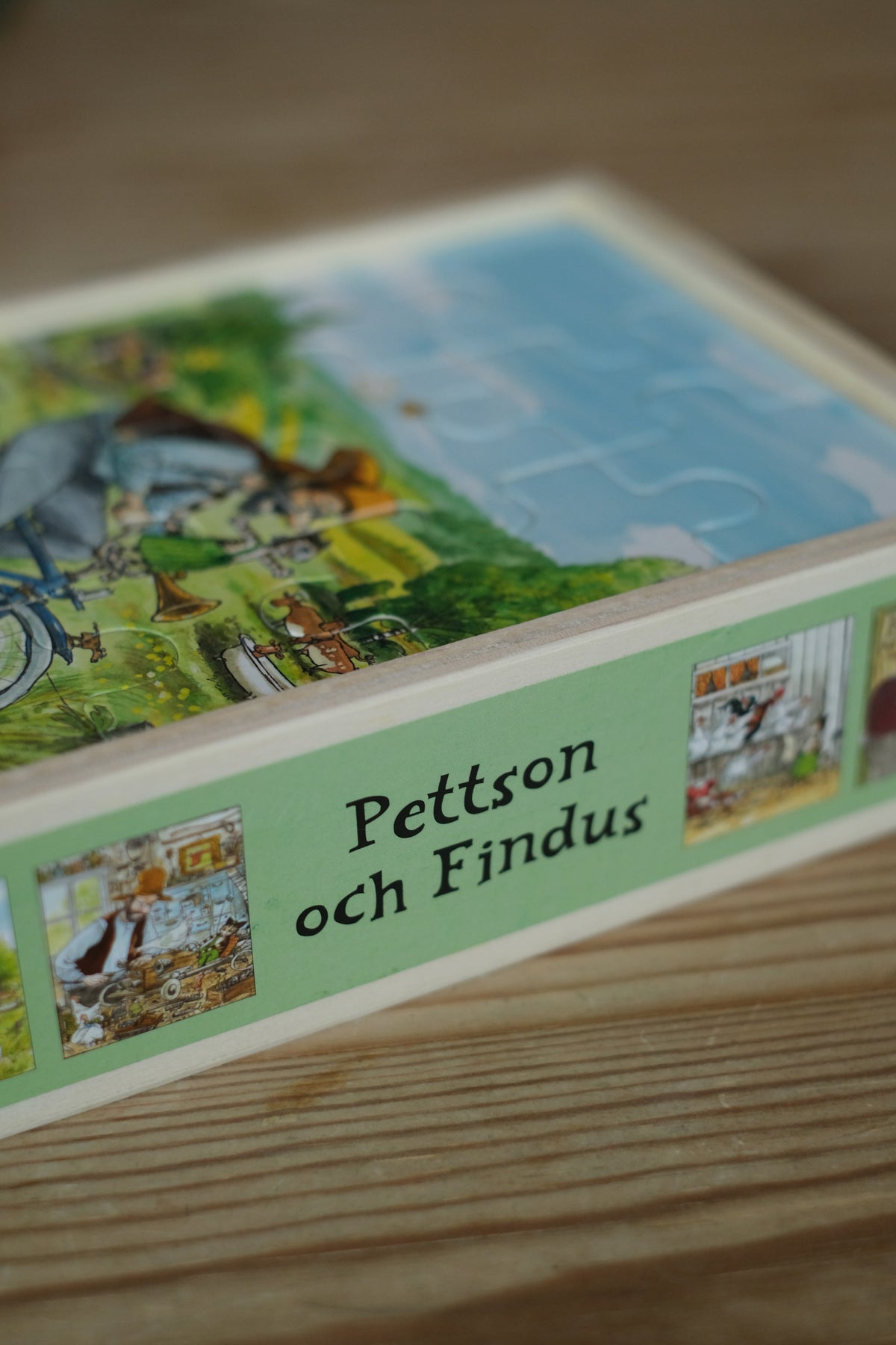 Gubben og katten - puslespill i treeske - 4 motiv