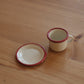 Mini kopp med underskål - rød kant - 5 cm