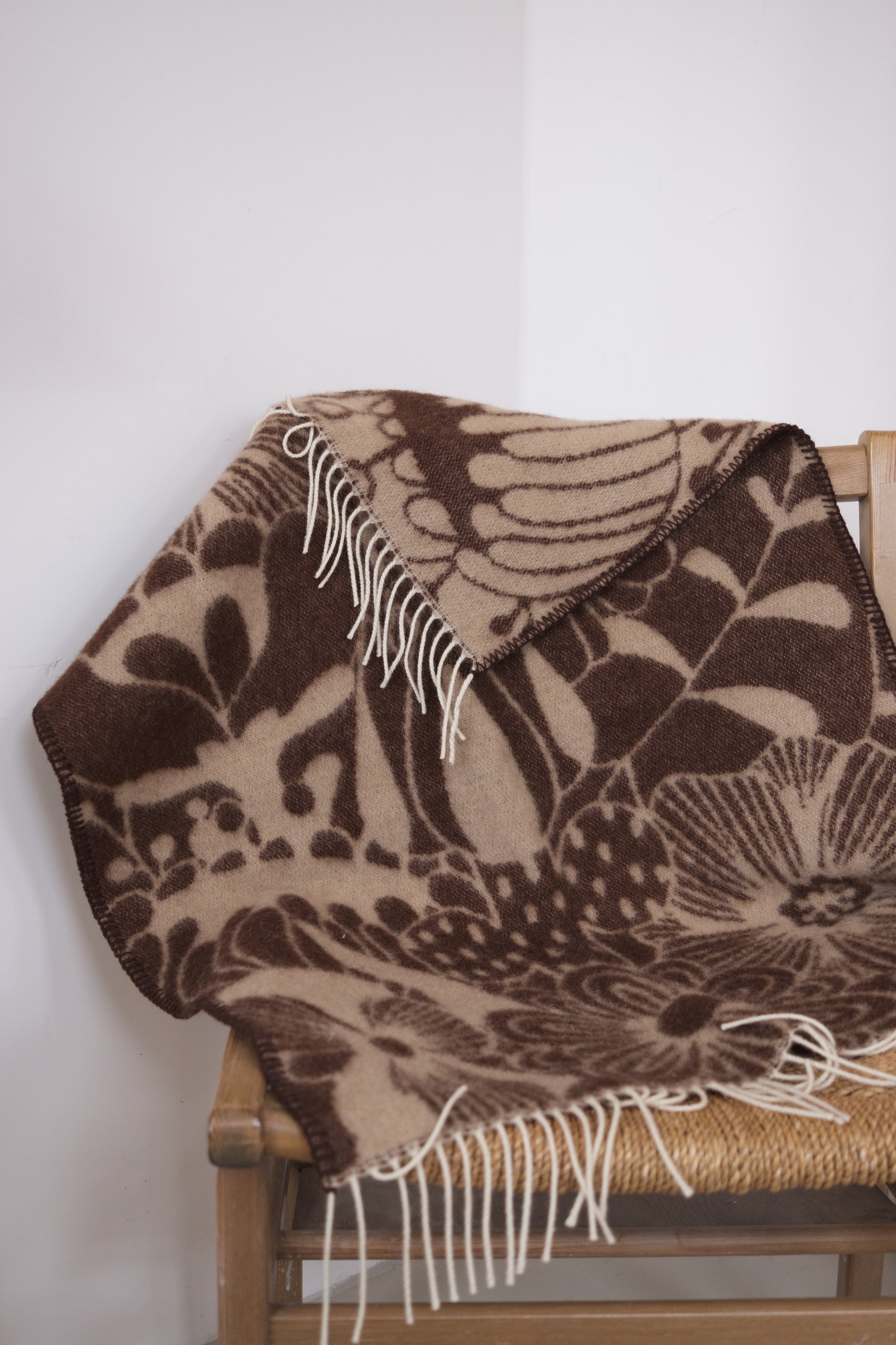 Blomranka ullpledd - 65x110cm