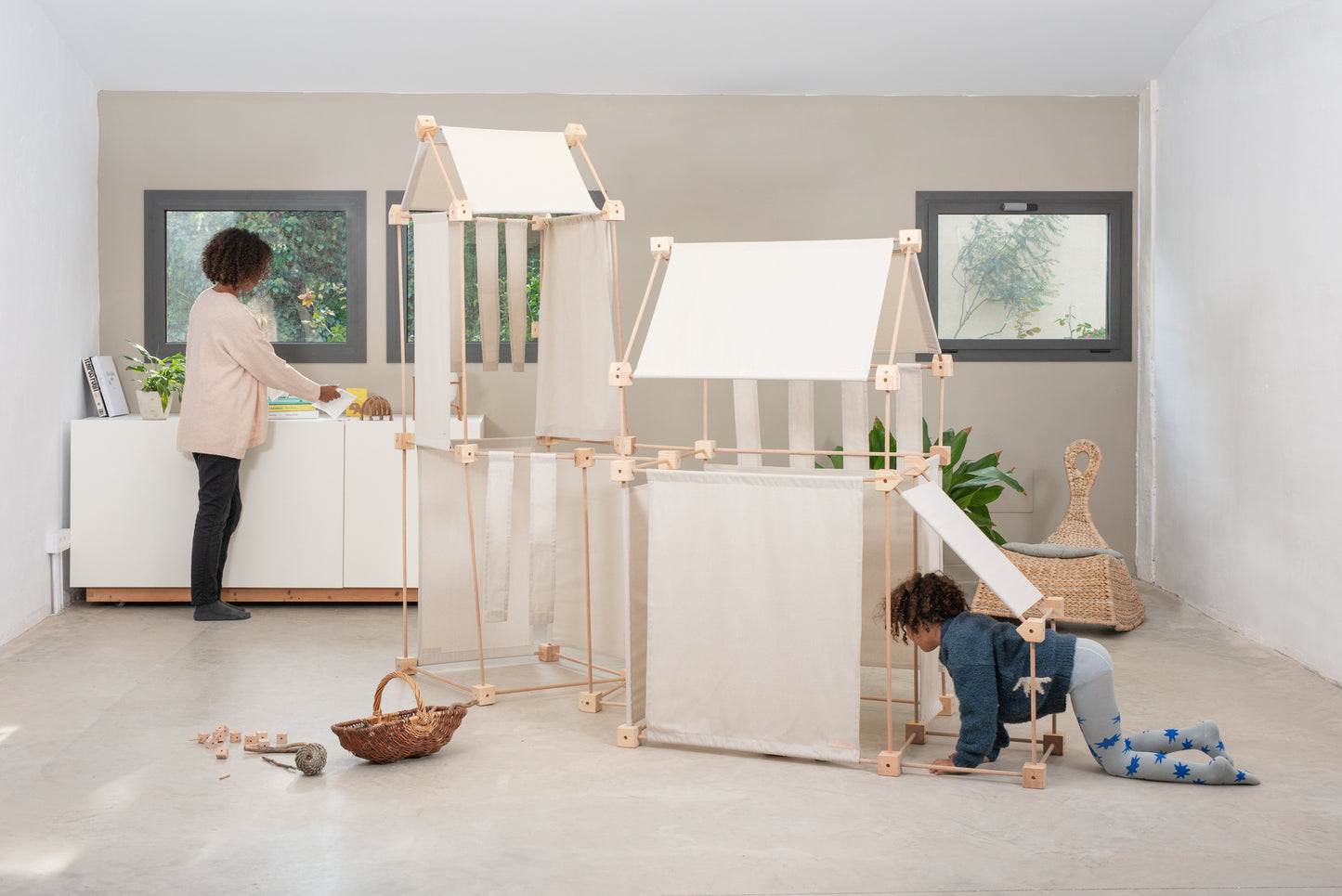 Maxi konstruksjonsett - øko bomullstekstil - 150 deler