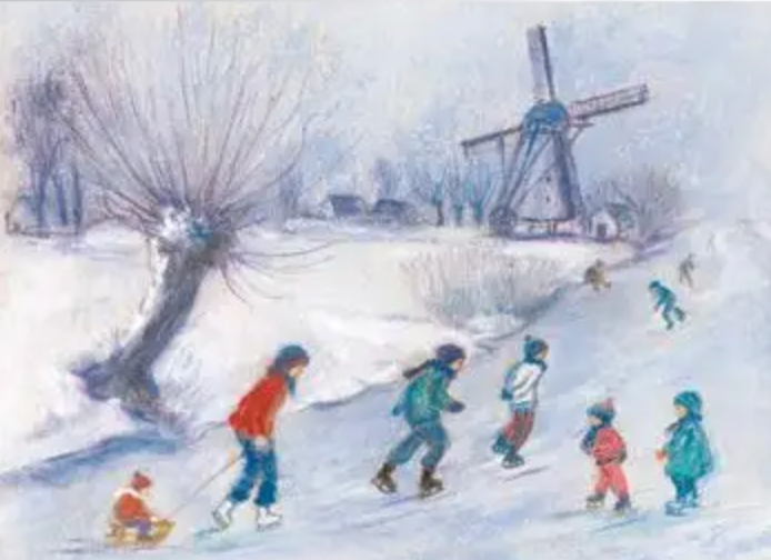 Vinterkort tegnet av Marjan van Zeyl