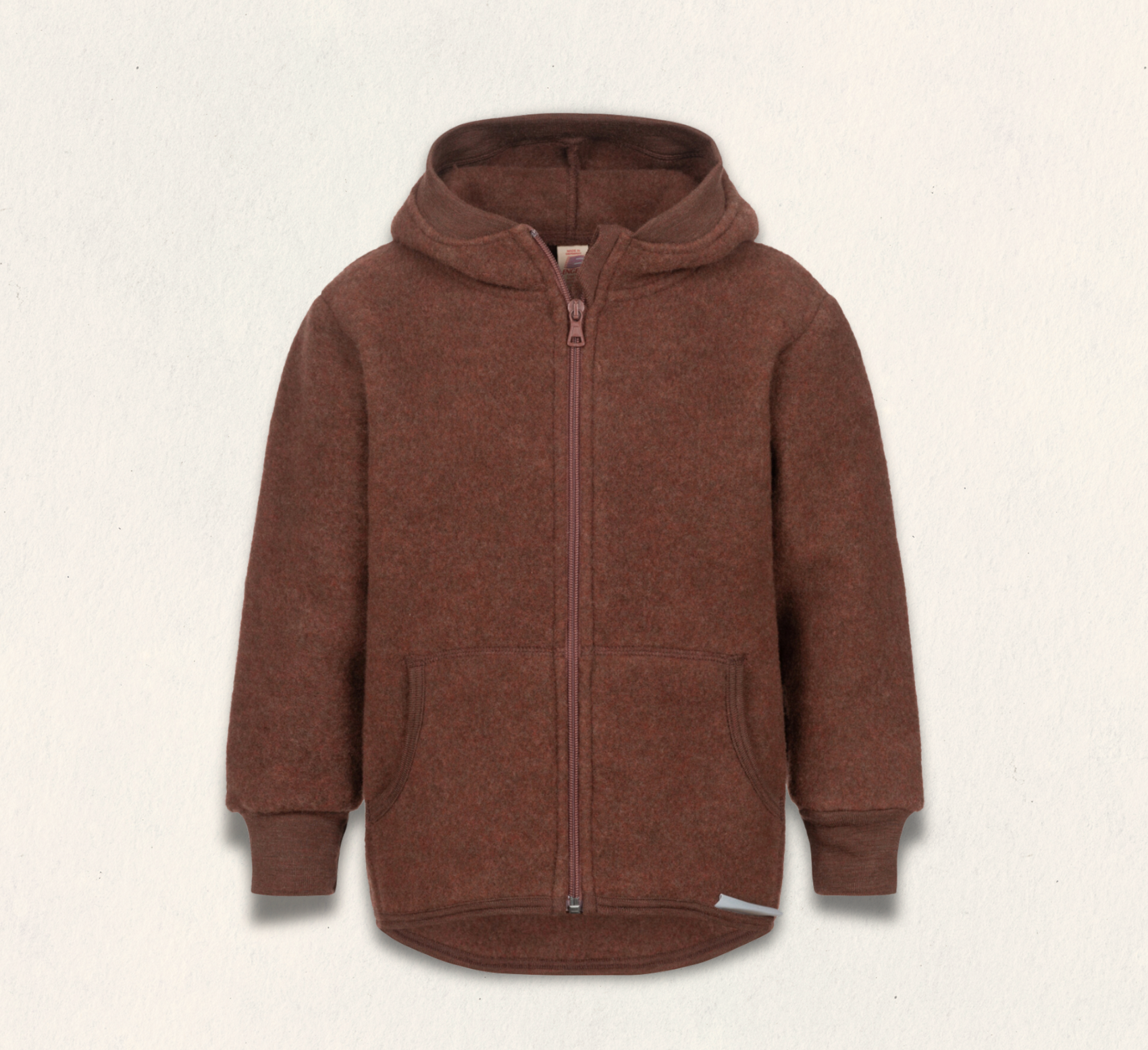 Hettejakke i ullfleece med glidelås