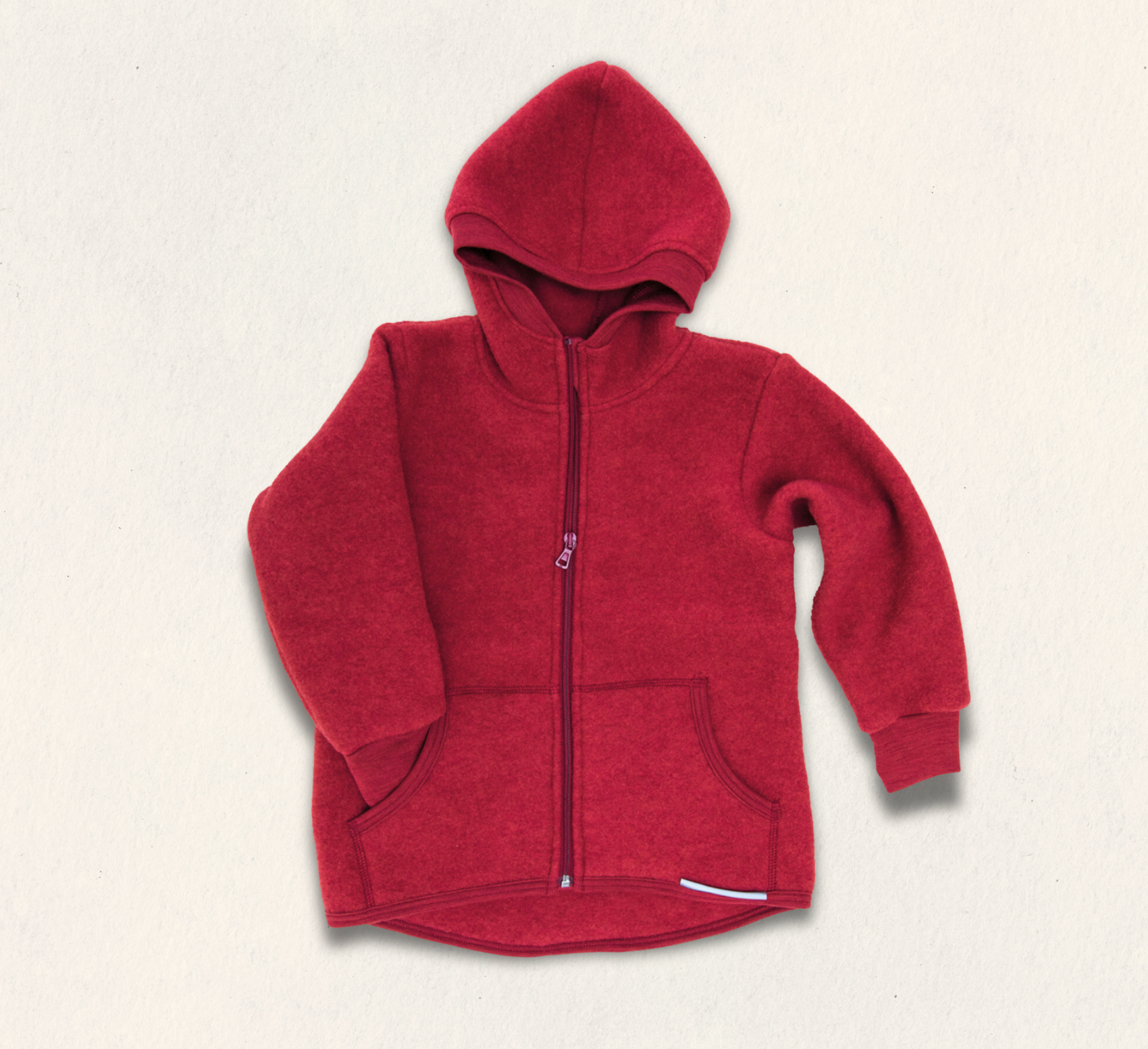 Hettejakke i ullfleece med glidelås