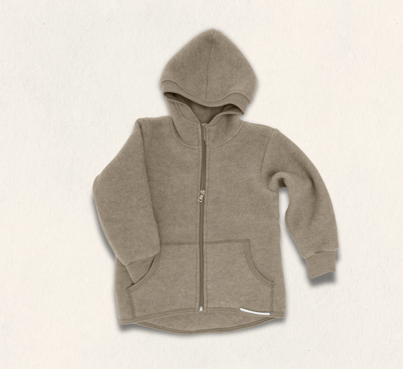 Hettejakke i ullfleece med glidelås