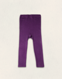 Leggings til barn - ull/silke - plomme