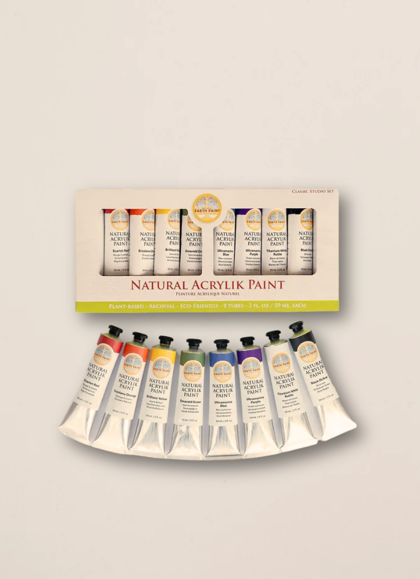 Naturlig akrylmaling -  8 tuber/59ml