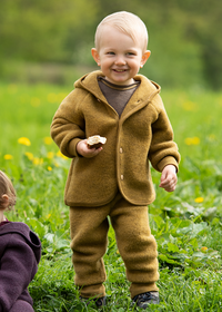 Hettejakke i ullfleece med treknapper