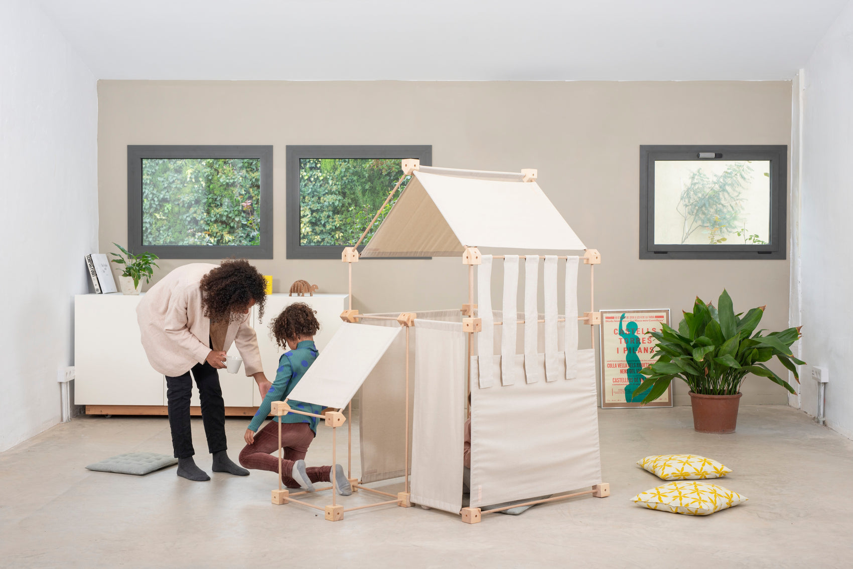 Family konstruksjonsett - øko bomullstekstil - 79 deler