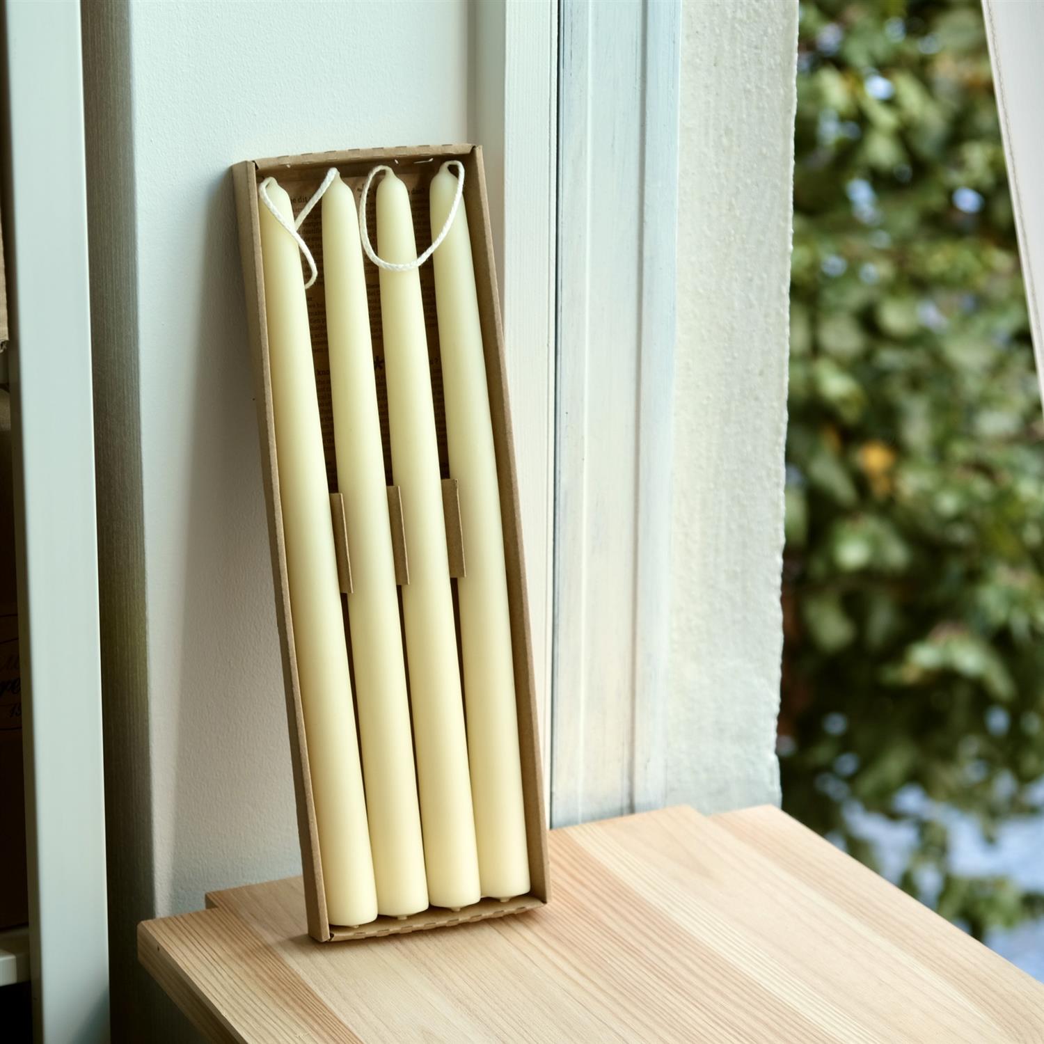 Kronelys 30cm - bleket bivoks - 4pk