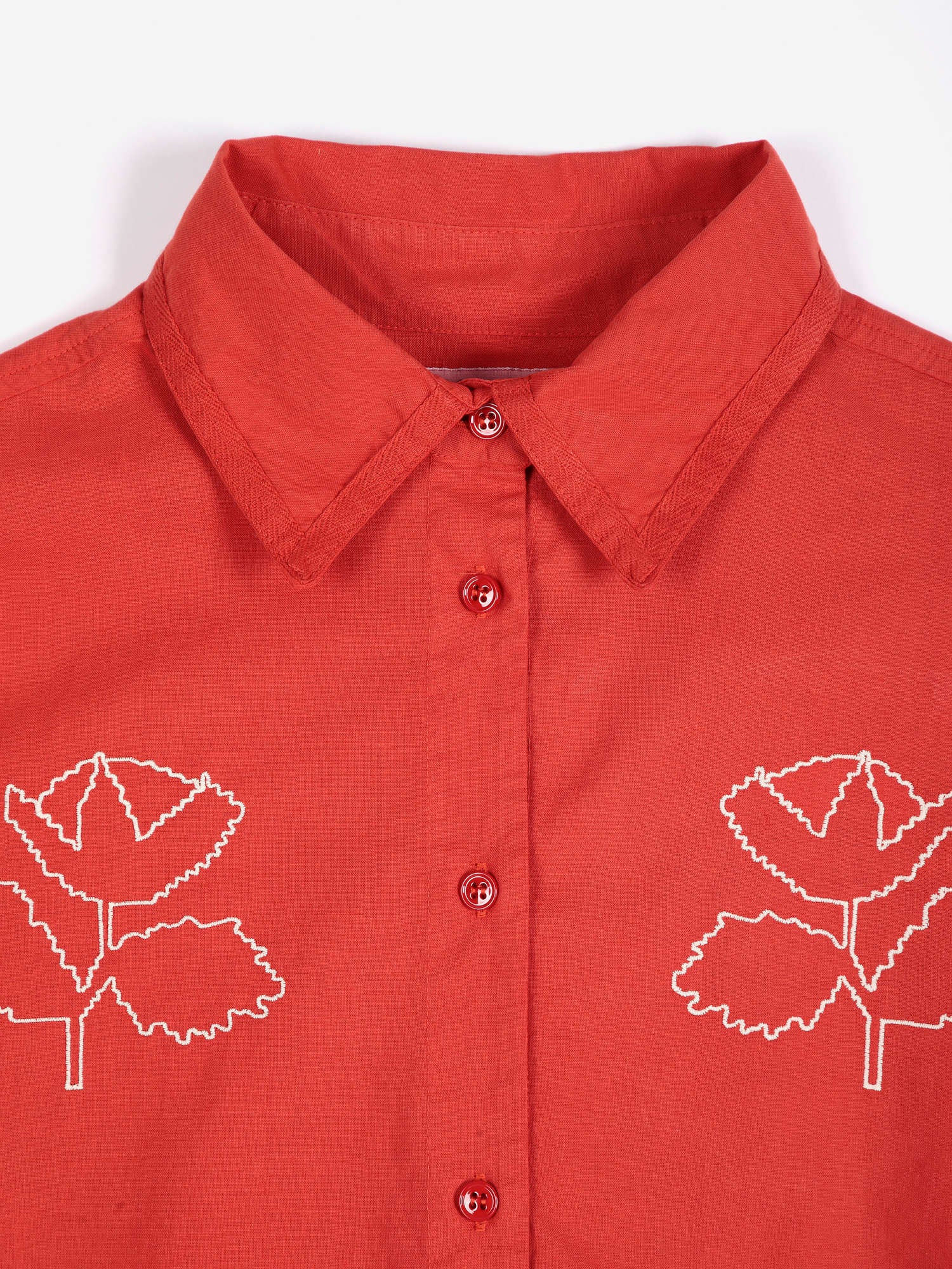 Vibrant Flower Embroidery Poplin Shirt