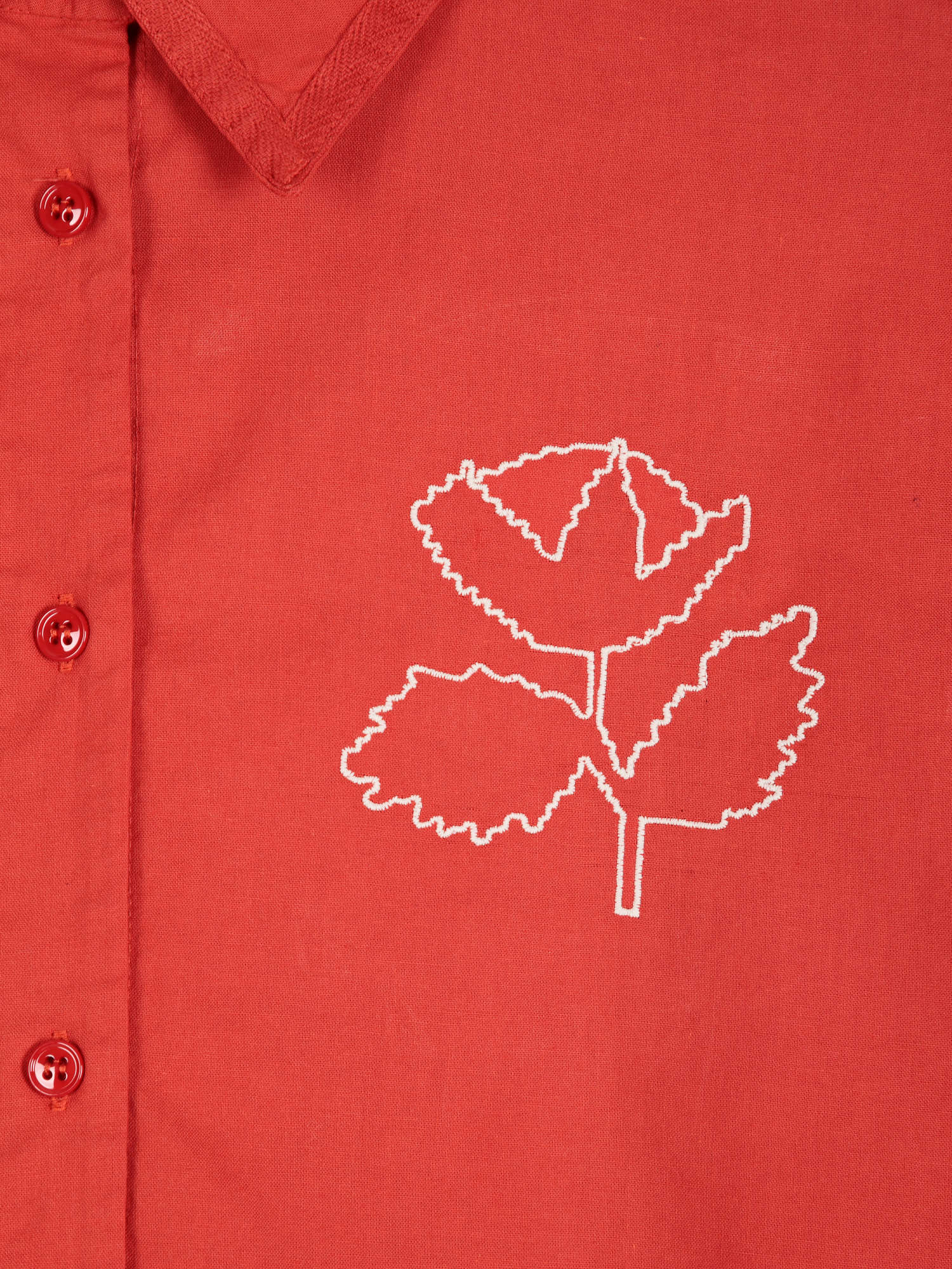 Vibrant Flower Embroidery Poplin Shirt
