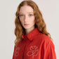 Vibrant Flower Embroidery Poplin Shirt