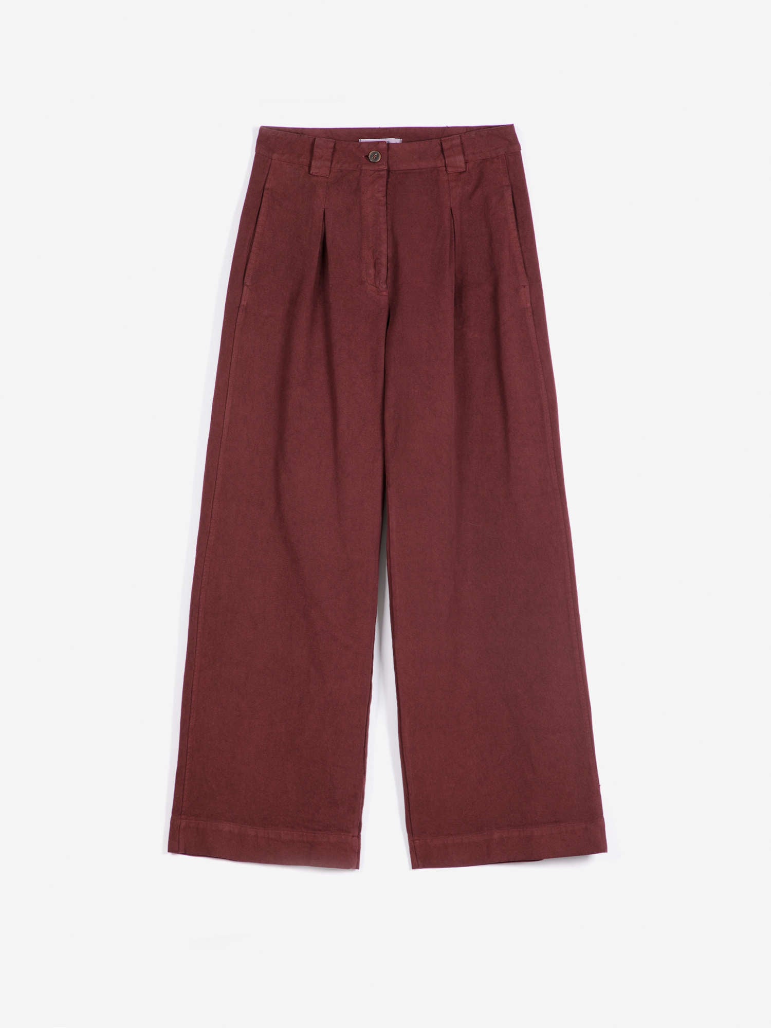 Pleated Twill Wide-Leg Pants