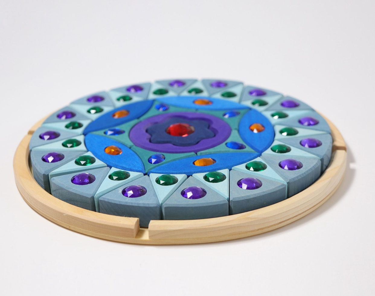 Mandala klosser i treramme - blomst