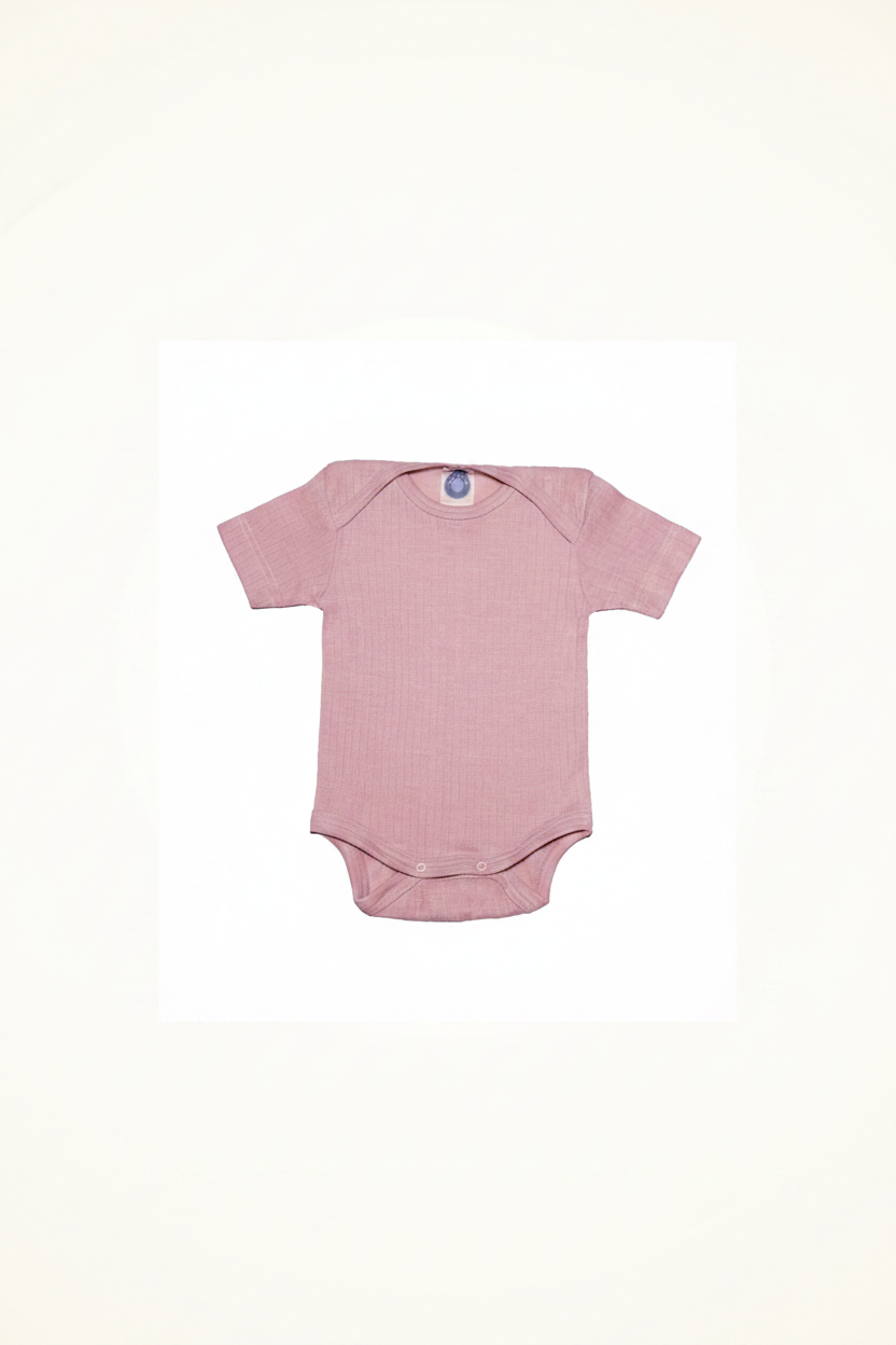 T-skjorte body - silke/ull/bomull - rosa