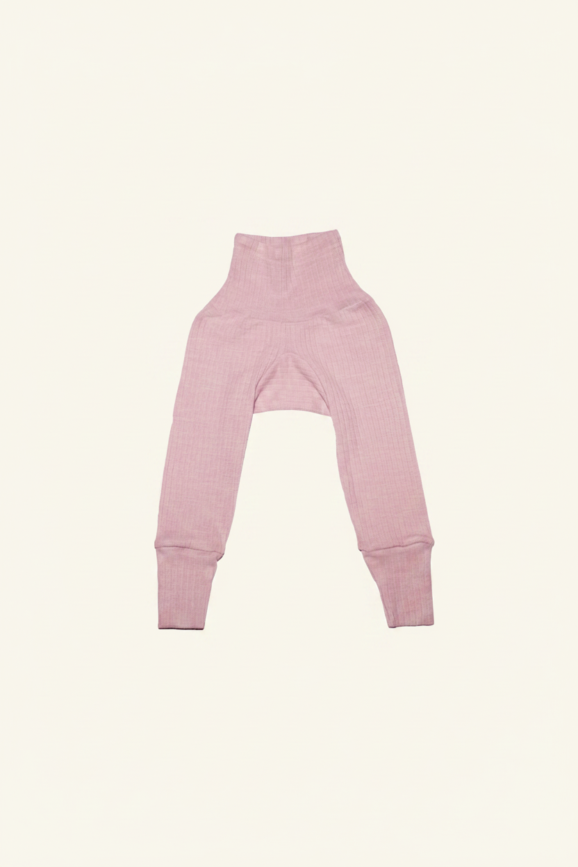 Bukse - høyt liv - ull/silke/bomull - rosa
