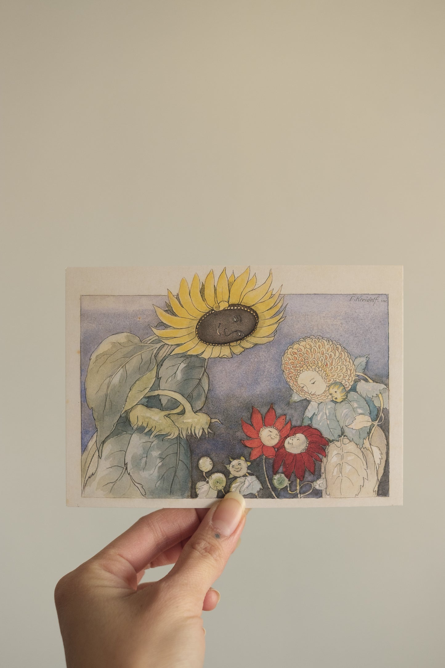 Solsikke og georgine A6 kort