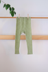Leggings til barn - ull/silke - grønne striper