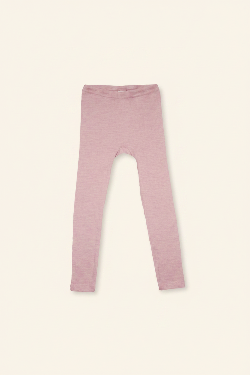 Leggings til barn - ull/silke - lys rosa