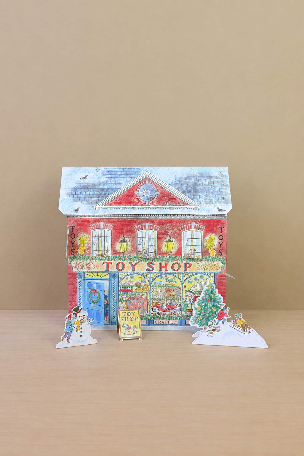 Leketøybutikk - adventskalender i papir i portrettformat
