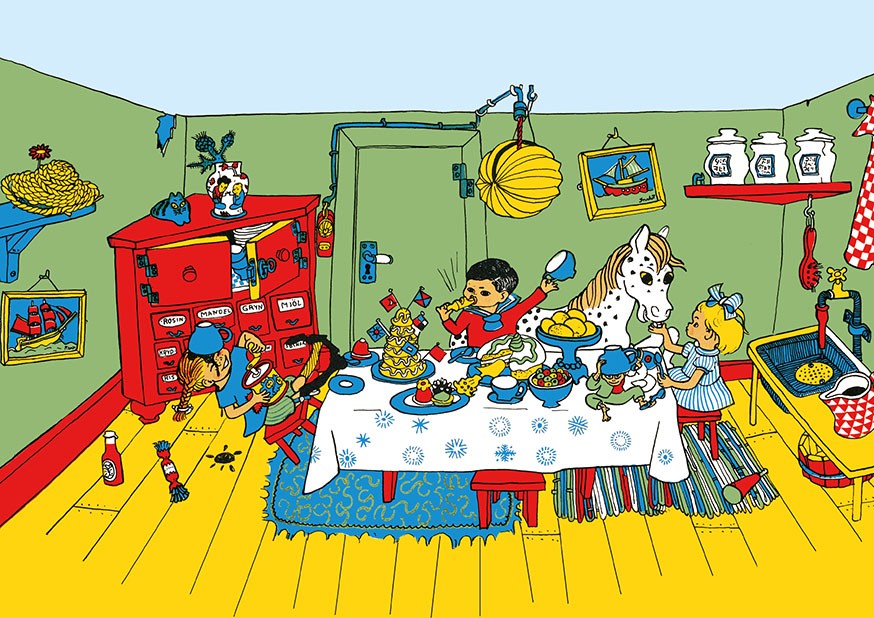 Pippi Langstrumpe har fest - plakat - A4
