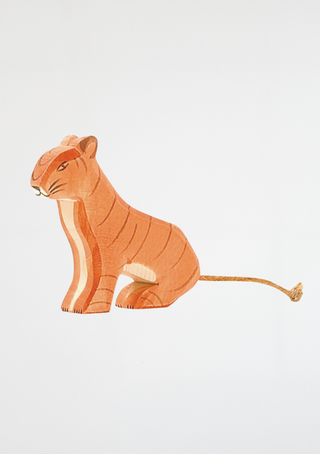 Tiger sitting - trefigur